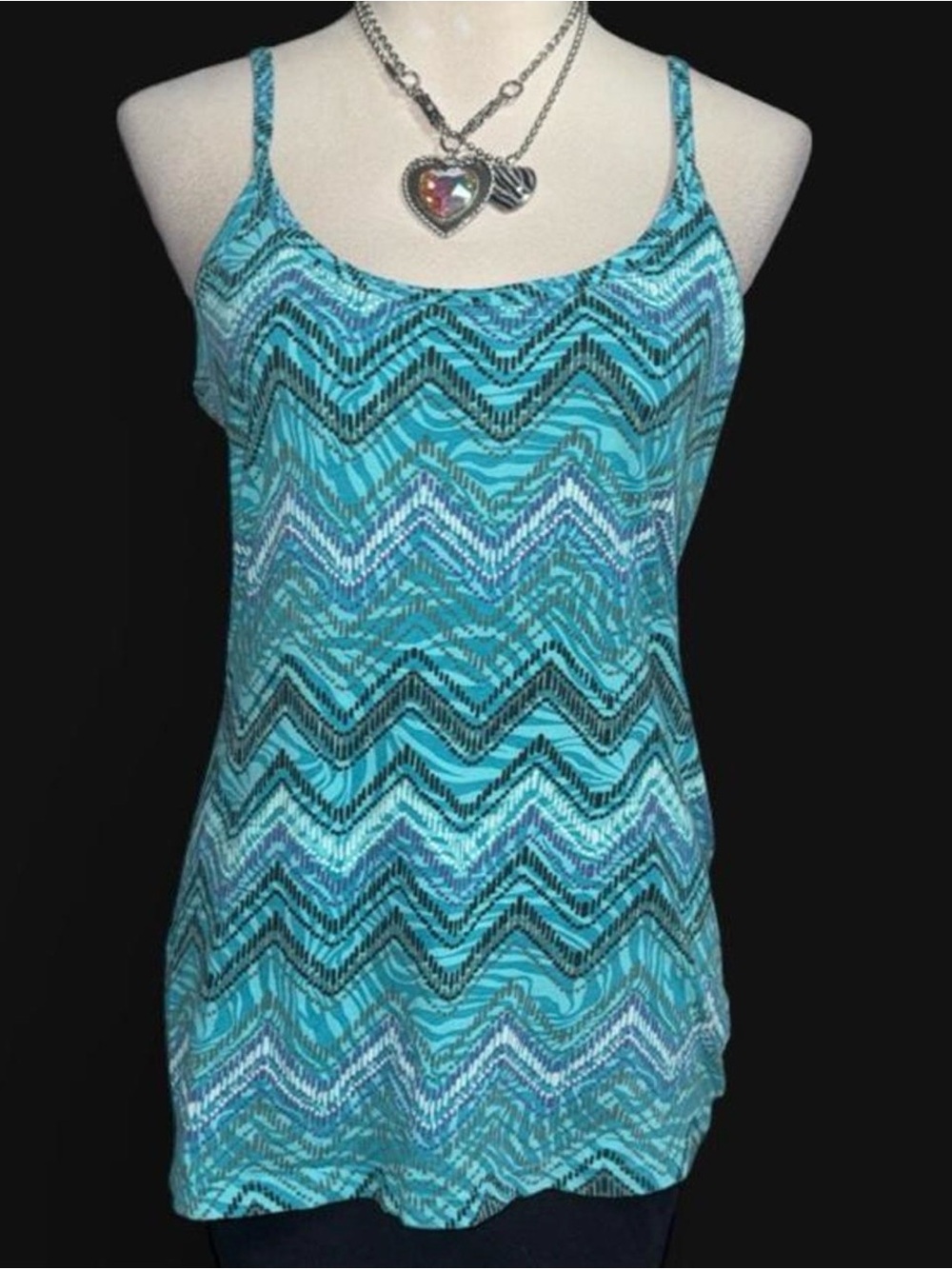 OP Turquoise Chevron Wave Print Spaghetti Strap Camisole